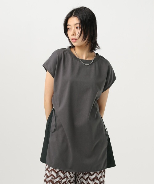 BAYFLOW（ベイフロー）の「サイドスピンドルチュニック（Tシャツ/カットソー・レディース・チャコール/ブルー/ホワイト・FREE）」の2枚目の写真