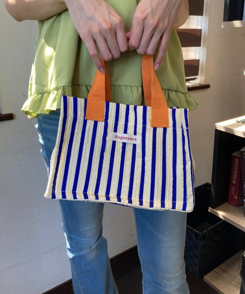 Loco Ocean（ロコオーシャン）の「【マチありトート】総柄 カラーハンドル ランチバッグ / トートバッグ（トートバッグ・レディース・ブルー/オレンジ・ONE SIZE）」の2枚目の写真