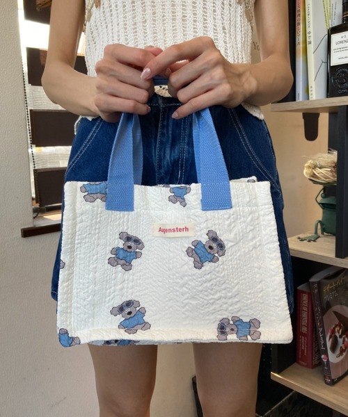 Loco Ocean（ロコオーシャン）の「【マチありトート】総柄 カラーハンドル ランチバッグ / トートバッグ（トートバッグ・レディース・ブルー/オレンジ・ONE SIZE）」の3枚目の写真