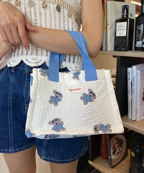 Loco Ocean（ロコオーシャン）の「【マチありトート】総柄 カラーハンドル ランチバッグ / トートバッグ（トートバッグ・レディース・ブルー/オレンジ・ONE SIZE）」の4枚目の写真