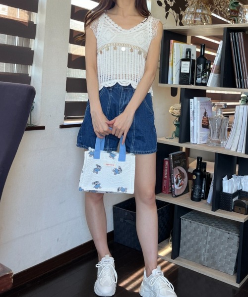 Loco Ocean（ロコオーシャン）の「【マチありトート】総柄 カラーハンドル ランチバッグ / トートバッグ（トートバッグ・レディース・ブルー/オレンジ・ONE SIZE）」の6枚目の写真