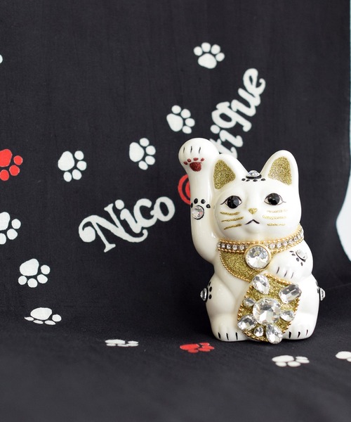 招き猫 ニコアンティーク×ご縁猫 ねこ球太郎 手ぬぐい 2点セット