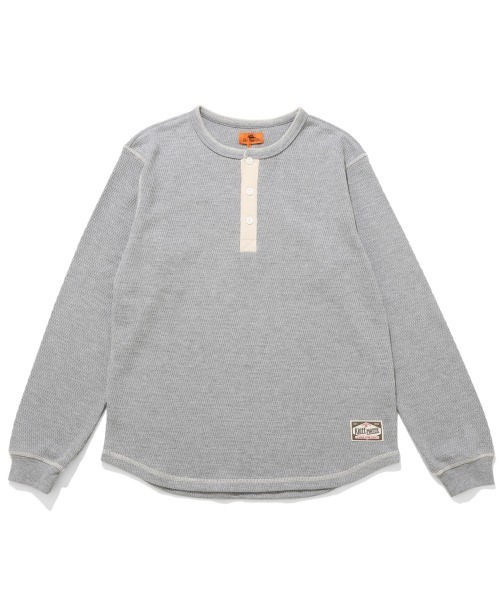 KRIFF MAYER（クリフメイヤー）の「ハニカムワッフルヘンリーロンT（Tシャツ/カットソー・メンズ・チャコール/ネイビー/ナチュラル/グレー・MEDIUM/LARGE/X-LARGE）」の6枚目の写真