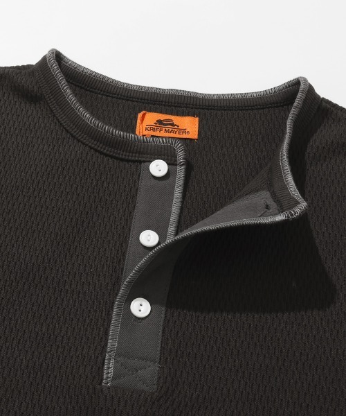 KRIFF MAYER（クリフメイヤー）の「ハニカムワッフルヘンリーロンT（Tシャツ/カットソー・メンズ・チャコール/ネイビー/ナチュラル/グレー・MEDIUM/LARGE/X-LARGE）」の8枚目の写真