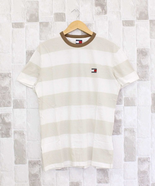 TOMMY HILFIGER(トミーヒルフィガー)の「TJM ボールドボーダーリンガーネックTシャツ TJM REG BOLD STRIPE TEE(Tシャツ/カットソー・メンズ・ネイビー×ホワイト/ベージュ系その他・M/L/XL)」の3枚目の写真
