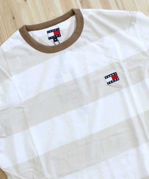 TOMMY HILFIGER(トミーヒルフィガー)の「TJM ボールドボーダーリンガーネックTシャツ TJM REG BOLD STRIPE TEE(Tシャツ/カットソー・メンズ・ネイビー×ホワイト/ベージュ系その他・M/L/XL)」の5枚目の写真