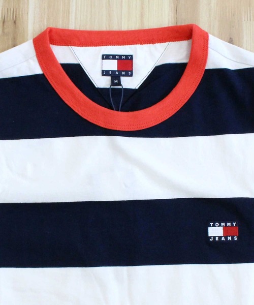 TOMMY HILFIGER(トミーヒルフィガー)の「TJM ボールドボーダーリンガーネックTシャツ TJM REG BOLD STRIPE TEE(Tシャツ/カットソー・メンズ・ネイビー×ホワイト/ベージュ系その他・M/L/XL)」の9枚目の写真