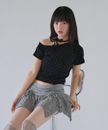 dot ribbon neck tee