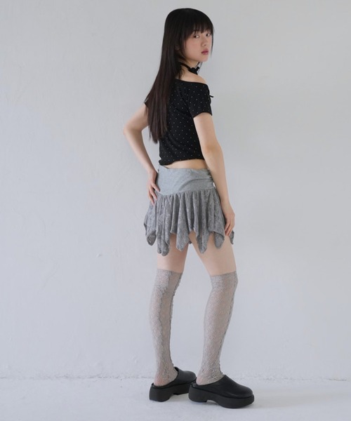 Uenui（ウニュイ）の「dot ribbon neck tee（Tシャツ/カットソー・レディース・ブラック/ブルー/グレー/ホワイト・FREE）」の10枚目の写真