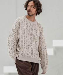 CAMBIO(JrI)mn3137-Floating Jacquard Mole Knit Crew Neck Pullover vI[o[jbg(jbg/Z[^[)