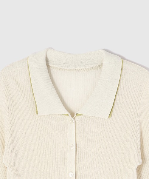 VICKY（ビッキー）の「麻調配色ポロニットカーディガン≪手洗い可能≫（ニット/セーター・レディース・オフホワイト/ブラウン・M）」の22枚目の写真