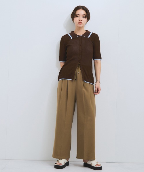 VICKY（ビッキー）の「麻調配色ポロニットカーディガン≪手洗い可能≫（ニット/セーター・レディース・オフホワイト/ブラウン・M）」の16枚目の写真