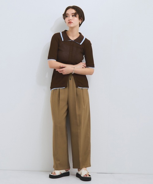 VICKY（ビッキー）の「麻調配色ポロニットカーディガン≪手洗い可能≫（ニット/セーター・レディース・オフホワイト/ブラウン・M）」の18枚目の写真