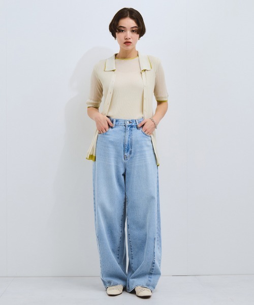 VICKY（ビッキー）の「麻調配色ポロニットカーディガン≪手洗い可能≫（ニット/セーター・レディース・オフホワイト/ブラウン・M）」の7枚目の写真