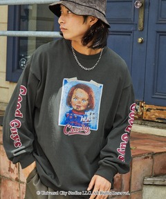 【新品】タグ付き　チャッキー　長袖tシャツ パーカー　ロンT コラボ　ハロウィン 新品】タグ付き チャッキー 長袖tシャツ パーカー ロンT コラボ