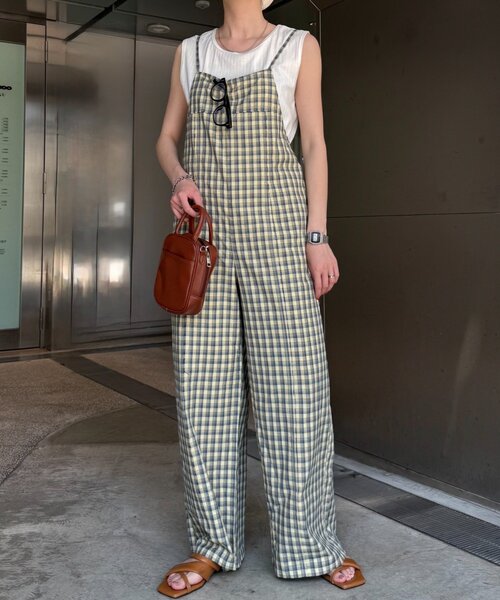 CIAOPANIC TYPY(チャオパニックティピー)の「【妊婦さんや低身長ぽっちゃりさんサイズあり】チェック切り替えキャミサロペ(サロペット/オーバーオール・レディース・ブルー/ブラック/イエロー・SMALL/MEDIUM/LP)」の15枚目の写真