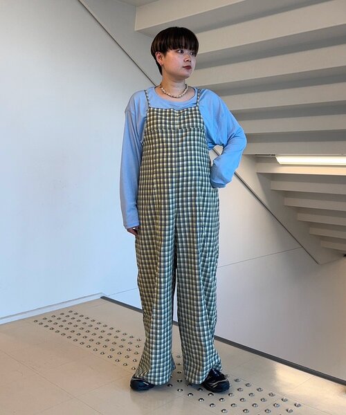 CIAOPANIC TYPY(チャオパニックティピー)の「【妊婦さんや低身長ぽっちゃりさんサイズあり】チェック切り替えキャミサロペ(サロペット/オーバーオール・レディース・ブルー/ブラック/イエロー・SMALL/MEDIUM/LP)」の20枚目の写真