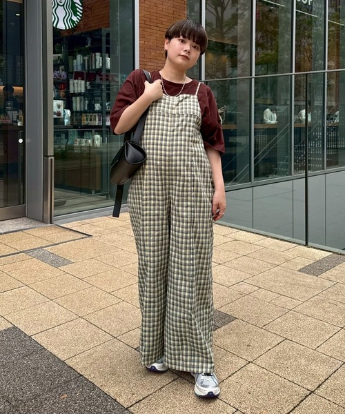 CIAOPANIC TYPY(チャオパニックティピー)の「【妊婦さんや低身長ぽっちゃりさんサイズあり】チェック切り替えキャミサロペ(サロペット/オーバーオール・レディース・ブルー/ブラック/イエロー・SMALL/MEDIUM/LP)」の8枚目の写真