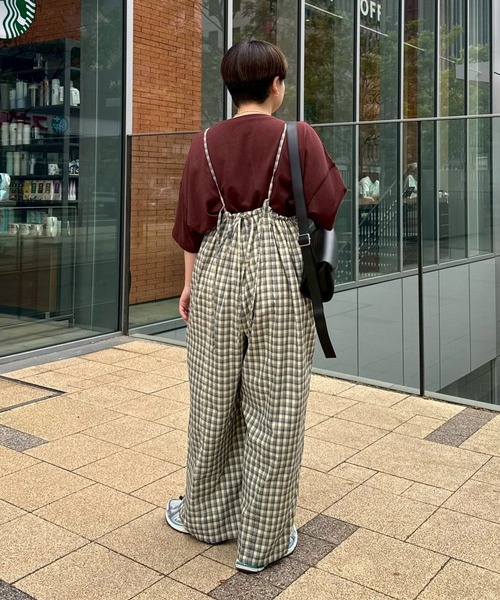 CIAOPANIC TYPY(チャオパニックティピー)の「【妊婦さんや低身長ぽっちゃりさんサイズあり】チェック切り替えキャミサロペ(サロペット/オーバーオール・レディース・ブルー/ブラック/イエロー・SMALL/MEDIUM/LP)」の12枚目の写真