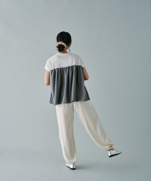 terrace(テラス)の「ヘリンボーンストライプドッキングプルオーバー(Tシャツ/カットソー・レディース・ホワイト系/ブラック系/グレー系・MEDIUM)」の19枚目の写真