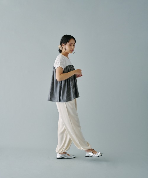 terrace(テラス)の「ヘリンボーンストライプドッキングプルオーバー(Tシャツ/カットソー・レディース・ホワイト系/ブラック系/グレー系・MEDIUM)」の20枚目の写真