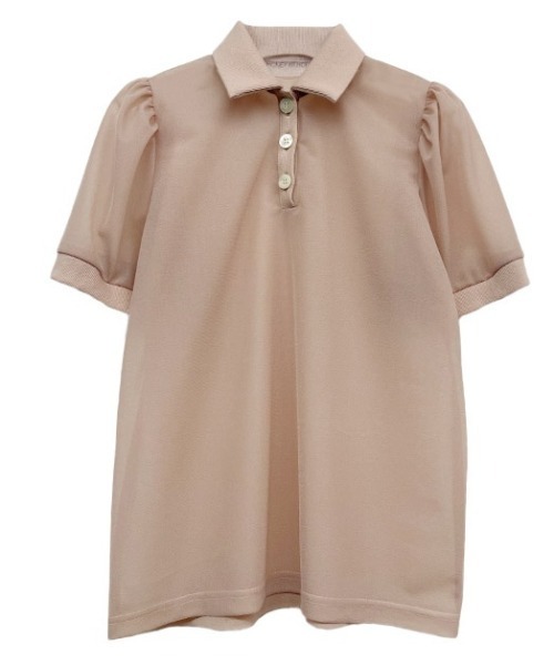 HONEY MI HONEY（ハニーミーハニー）の「sheer chiffon polo tops（シャツ/ブラウス・レディース・ピンクベージュ/ブラック・FREE）」の2枚目の写真