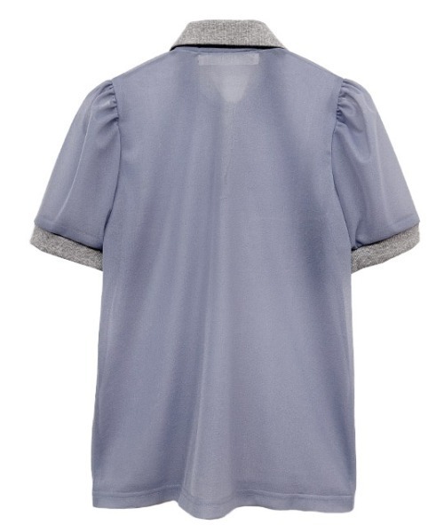 HONEY MI HONEY（ハニーミーハニー）の「sheer chiffon polo tops（シャツ/ブラウス・レディース・ピンクベージュ/ブラック・FREE）」の3枚目の写真