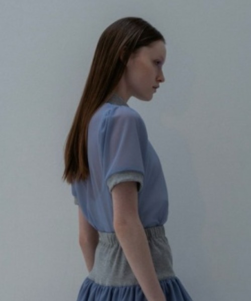 HONEY MI HONEY（ハニーミーハニー）の「sheer chiffon polo tops（シャツ/ブラウス・レディース・ピンクベージュ/ブラック・FREE）」の17枚目の写真