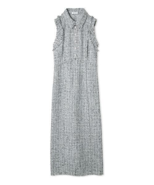 00サイズ】フリンジデザインツイードポロワンピース（ワンピース