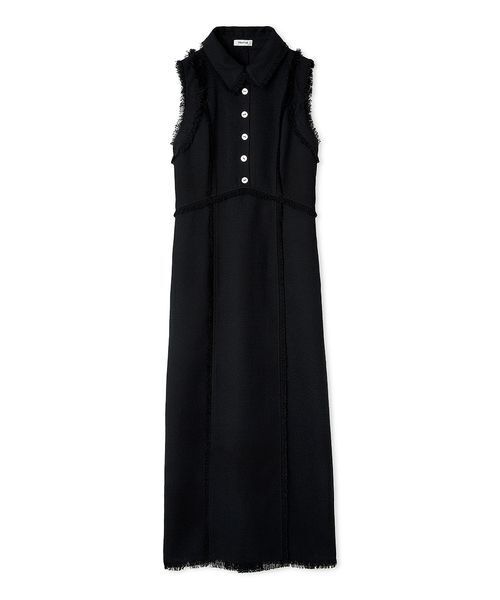 フレイアイディー　【00サイズ】フリンジデザインツイードポロワンピース 00サイズ】フリンジデザインツイードポロワンピース(マキシ