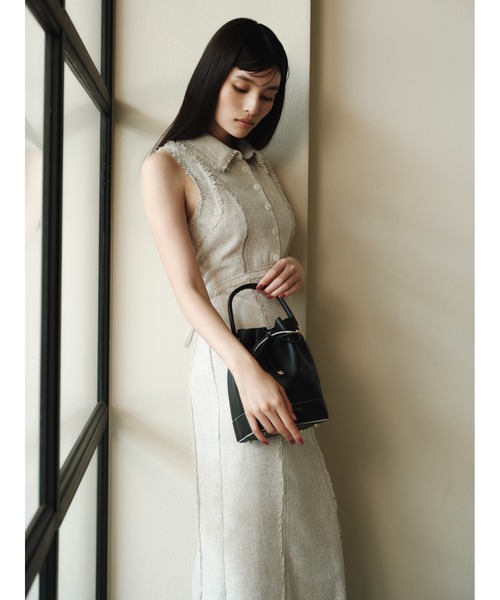 00サイズ】フリンジデザインツイードポロワンピース（ワンピース