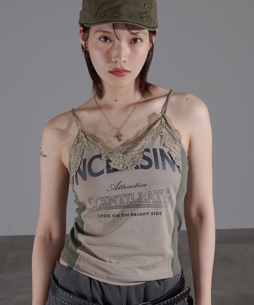 apres jour mignon(アプレジュールミニョン)の「カップ付きレースキャミ【ZOZOTOWN限定アイテム】(キャミソール・レディース・ブラウン系その他/チャコールグレー/カーキ・X-LARGE/フリー)」の3枚目の写真