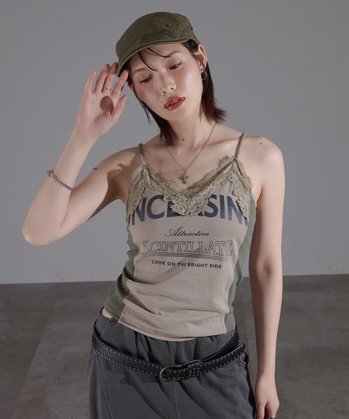 apres jour mignon(アプレジュールミニョン)の「カップ付きレースキャミ【ZOZOTOWN限定アイテム】(キャミソール・レディース・ブラウン系その他/チャコールグレー/カーキ・X-LARGE/フリー)」の13枚目の写真