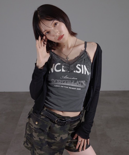 apres jour mignon(アプレジュールミニョン)の「カップ付きレースキャミ【ZOZOTOWN限定アイテム】(キャミソール・レディース・ブラウン系その他/チャコールグレー/カーキ・X-LARGE/フリー)」の18枚目の写真