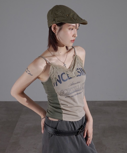 apres jour mignon(アプレジュールミニョン)の「カップ付きレースキャミ【ZOZOTOWN限定アイテム】(キャミソール・レディース・ブラウン系その他/チャコールグレー/カーキ・X-LARGE/フリー)」の4枚目の写真