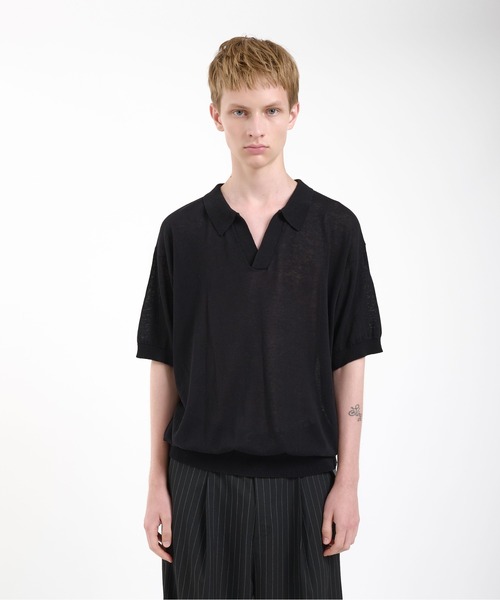 Regen Glanz（レーゲングランツ）の「skipper knit polo shirt/スキッパーニットポロシャツ（ポロシャツ・メンズ・ブラック/グレー・MEDIUM/LARGE）」の4枚目の写真