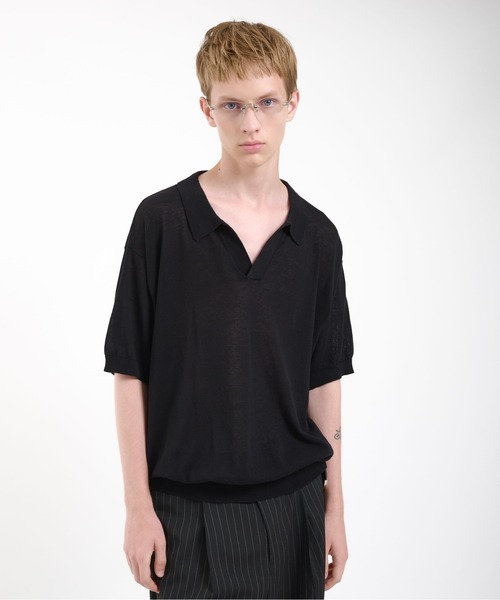Regen Glanz（レーゲングランツ）の「skipper knit polo shirt/スキッパーニットポロシャツ（ポロシャツ・メンズ・ブラック/グレー・MEDIUM/LARGE）」の3枚目の写真