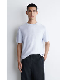 “COS MEN” コットンニットヘンリーネックTシャツ KNITTED COTTON HENLEY T-SHIRT ニットコットンヘンリーTシャツ