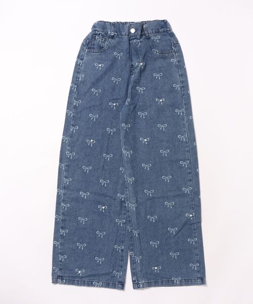 aimoha（アイモハ）の「【aimoha-KIDS-】リボンワイドデニムパンツ（デニムパンツ・キッズ・ブルー・120/130/160/150/170）」の3枚目の写真