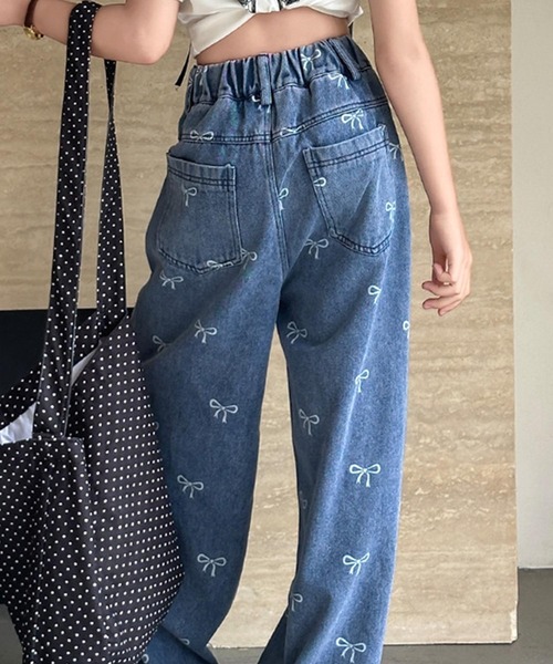 aimoha（アイモハ）の「【aimoha-KIDS-】リボンワイドデニムパンツ（デニムパンツ・キッズ・ブルー・120/130/160/150/170）」の13枚目の写真