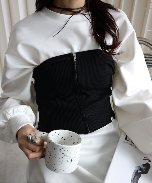 セール】【リブZIPビスチェ】ZIPデザイン チューブトップ（その他