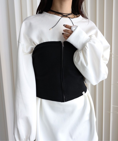 セール】【リブZIPビスチェ】ZIPデザイン チューブトップ（その他