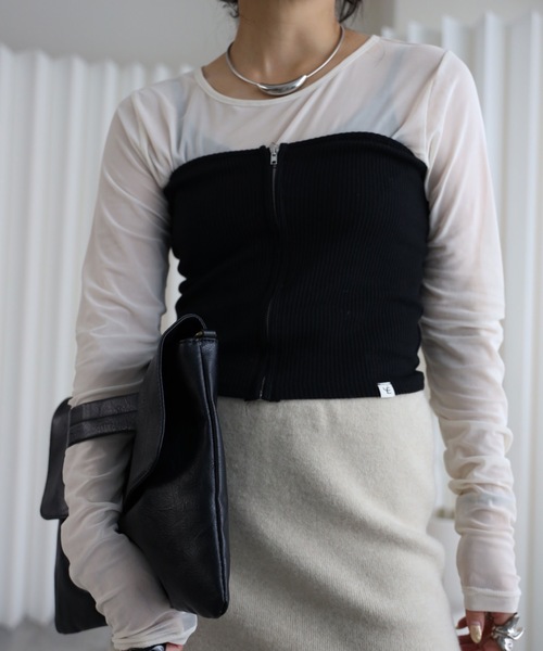 セール】【リブZIPビスチェ】ZIPデザイン チューブトップ（その他