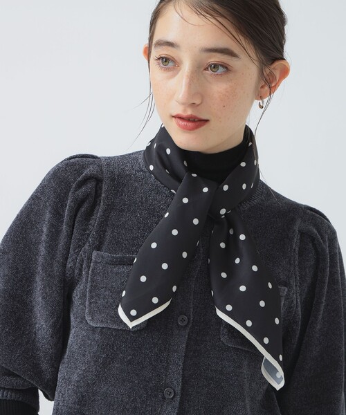 B:MING by BEAMS（ビーミングバイビームス）の「ドット柄 スカーフ（バンダナ/スカーフ・レディース・ブラウン/パープル系その他4/ブラック・ONE SIZE）」の2枚目の写真
