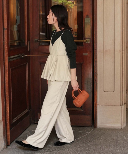 セール】ペプラムキャミソールトップスドッキングオールインワン