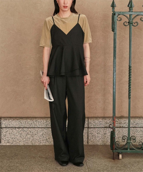 セール】ペプラムキャミソールトップスドッキングオールインワン