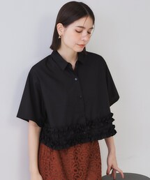 ピンクハウス　ドット　フリル　ノースリーブチュニック ピンクハウスレース飾り花モチーフ背中のピンタックも可愛い