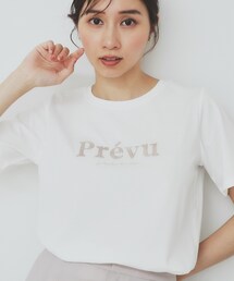 MEDMx88RISING スパンコール ロゴ 丸襟 半袖Tシャツ トップス スパンコール」に該当するレディースのTシャツ/カットソー
