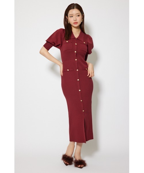 rienda パフスリーブニットタイトワンピース rienda ワンピース パフスリーブニットタイトワンピース 秋服