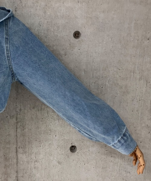 meJane（ミージェーン）の「クロップド丈 デニムプルパーカー（デニムジャケット・レディース・ブルー・S/M/L）」の11枚目の写真